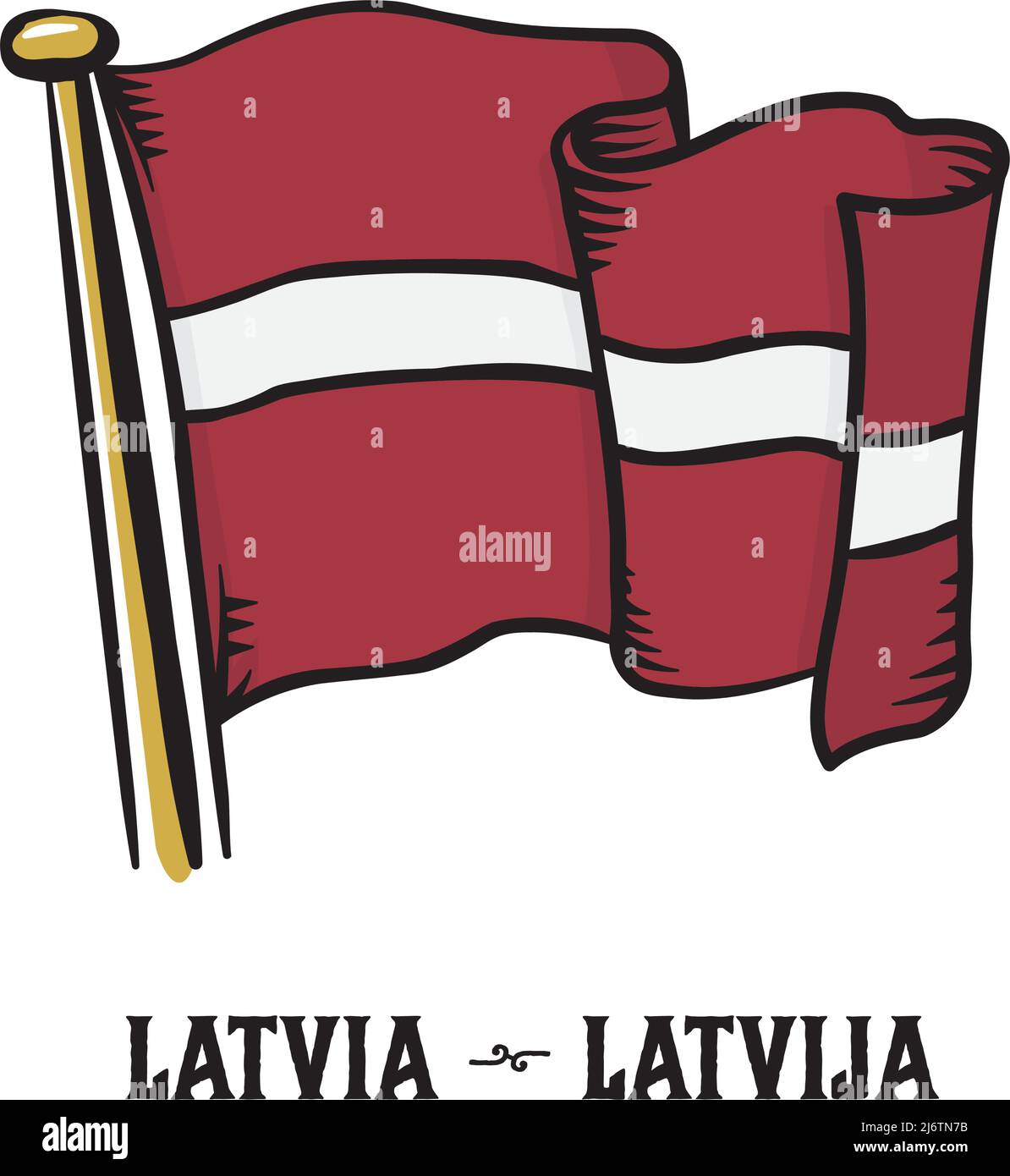 Illustrazione vettoriale della bandiera lettone con incisione vintage Illustrazione Vettoriale