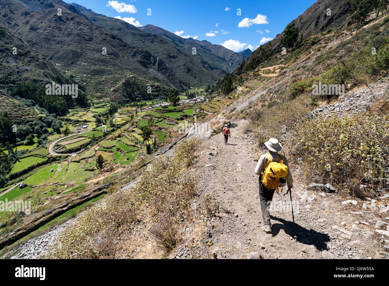 Durante il trekking Huayhuash, Andes, Perù Foto Stock