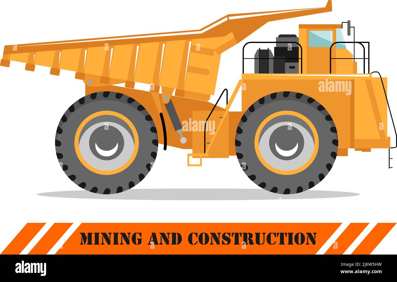 Illustrazione dettagliata delle miniere di carrello. Off-highway truck. Pesante macchina mineraria equipmente e costruzione di macchinari. Illustrazione Vettoriale