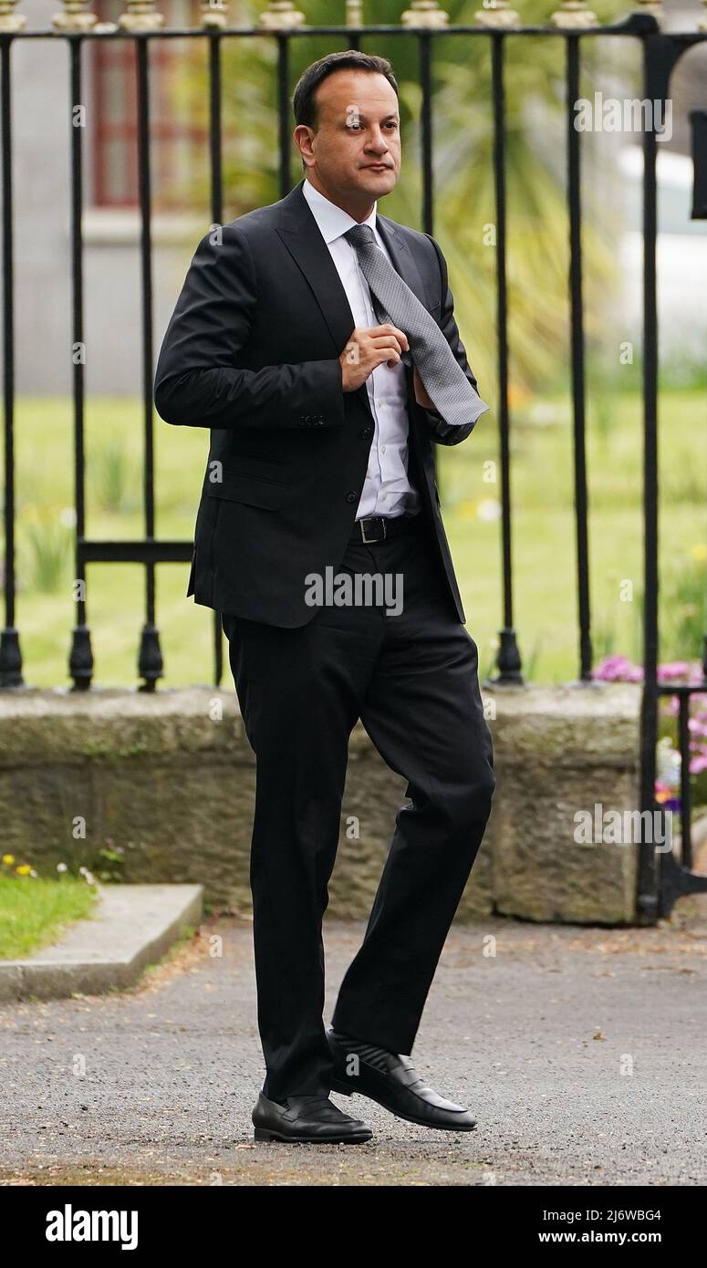 Tanaiste Leo Varadkar arriva per una cerimonia religiosa di stato per commemorare i 1916 leader della rivolta di Pasqua al Cimitero di Arbour Hill a Dublino. Data foto: Mercoledì 4 maggio 2022. Foto Stock