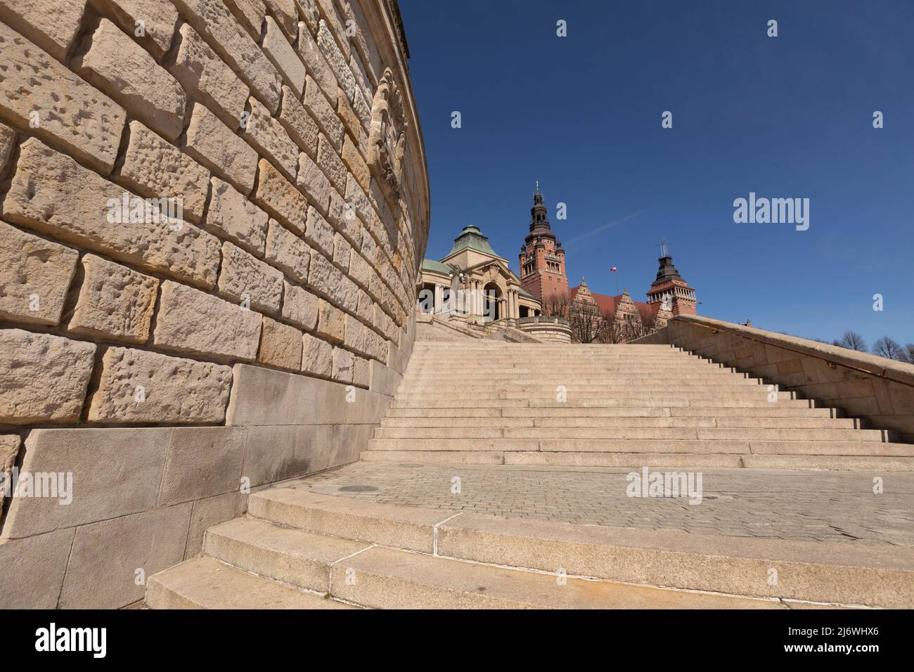 Szczecin, Polonia: L'argine di Chrobry, ex terrazze di Haken, Foto Stock