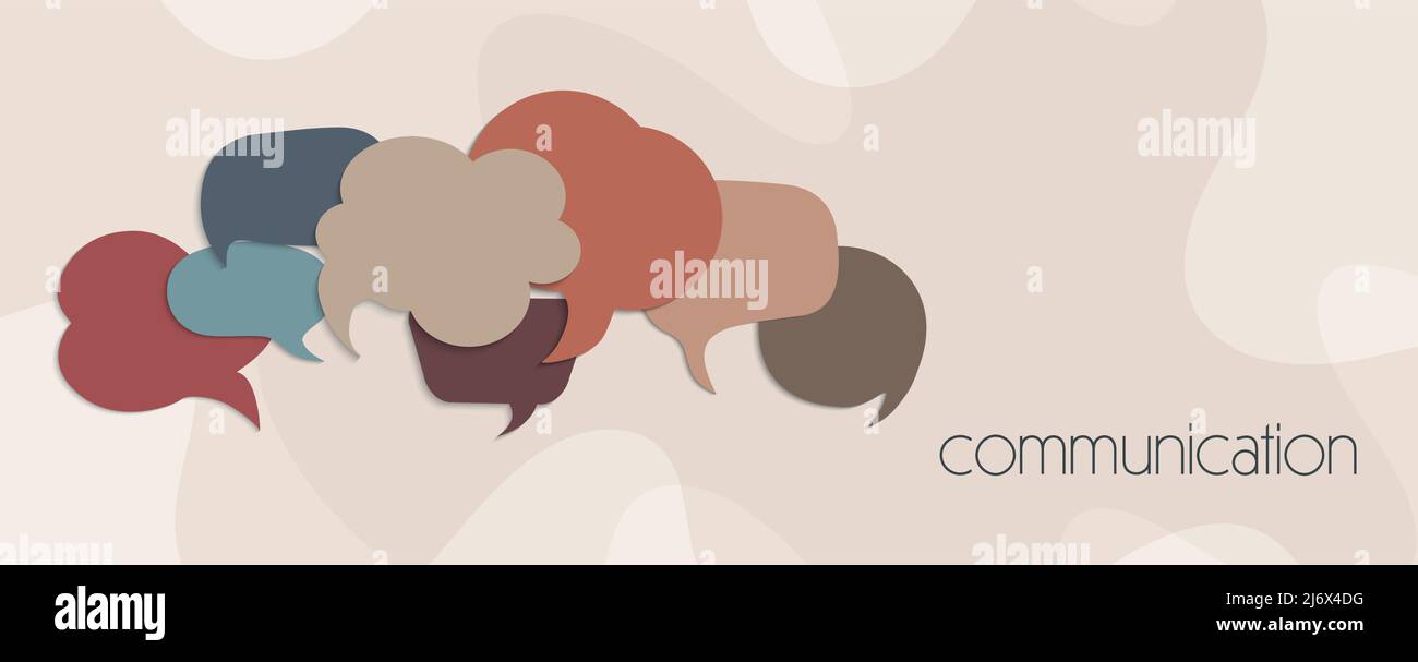 Banner fumetto colorato. Concetto di rete sociale di comunicazione o connessione. Comunicazione di testo. Comunità di amici in linea. Per comunicare. Parla Illustrazione Vettoriale