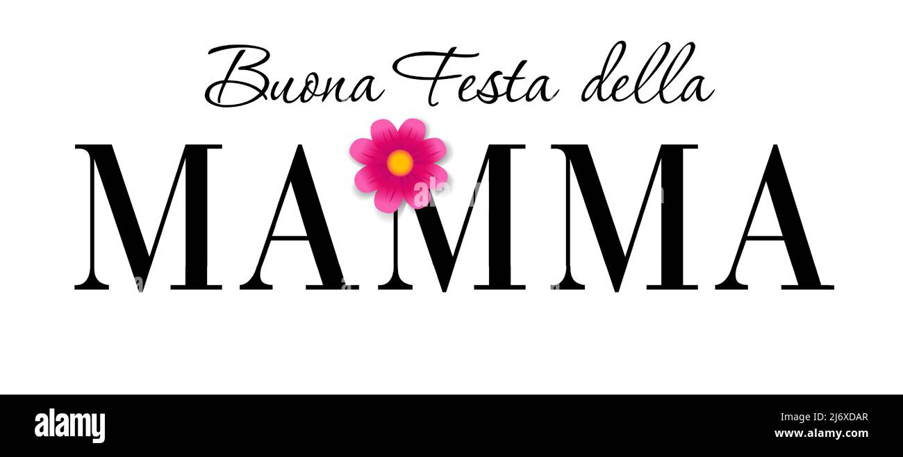 Felice Festa della mamma, in lingua italiana. Stile retrò. Texte sur buona festa della mamma - buon giorno delle madri, festa della mamma. Grafico astratto isolato Illustrazione Vettoriale