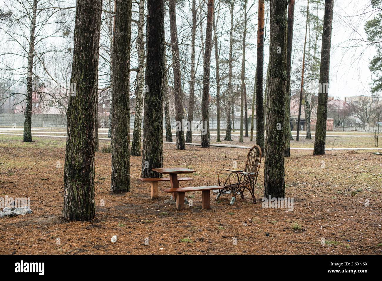 Vista della città di Slavutych, Ucraina. Slavutych è una città dell'Ucraina settentrionale, costruita appositamente per il personale evacuato della centrale nucleare di Cernobyl dopo il disastro del 1986. Foto Stock