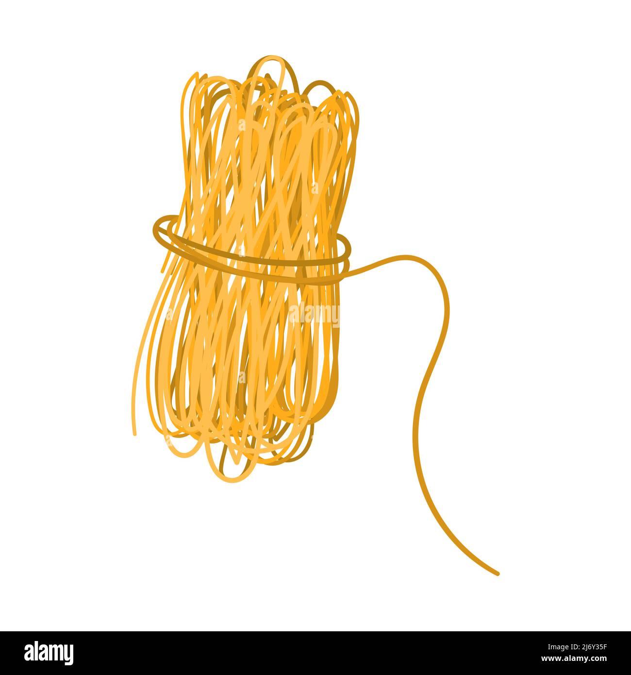 Una matassa di corda da giardino o di filo incautamente avvolto. stile piatto.isolato su uno sfondo bianco Illustrazione Vettoriale