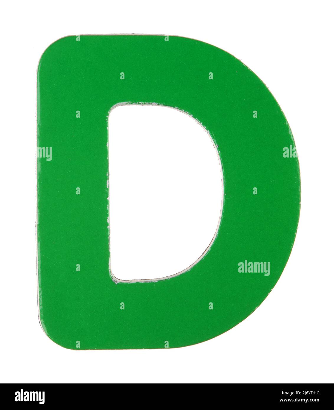 Lettera magnetica D maiuscola su bianco con percorso di ritaglio Foto Stock