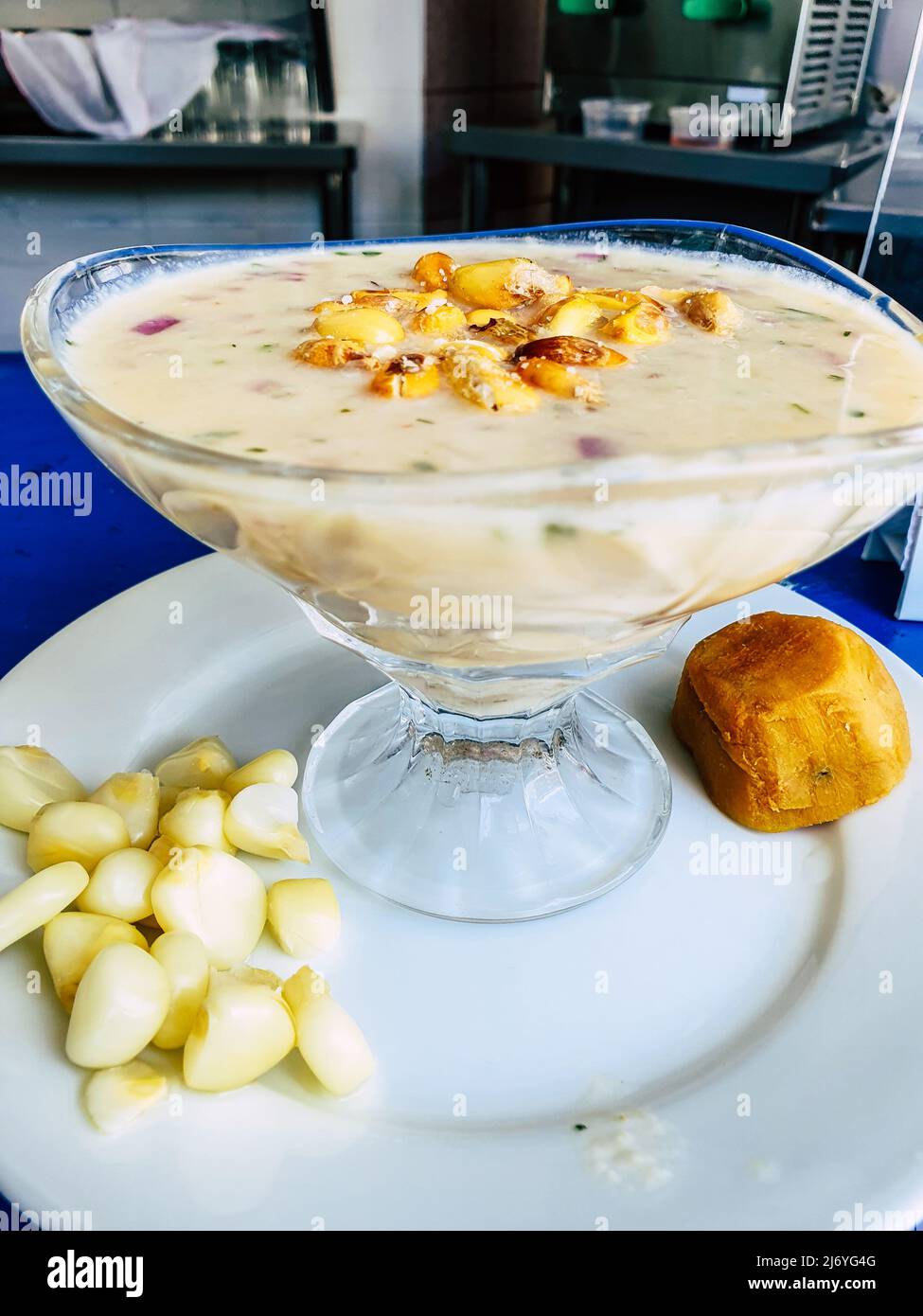 Leche de tigre, un piatto ceviche peruviano Foto Stock