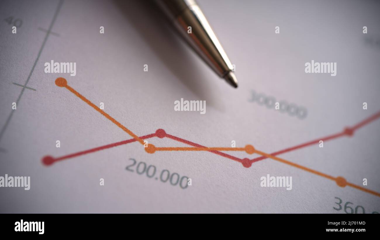 Primo piano delle statistiche e del marketing per l'analisi della crescita aziendale Foto Stock