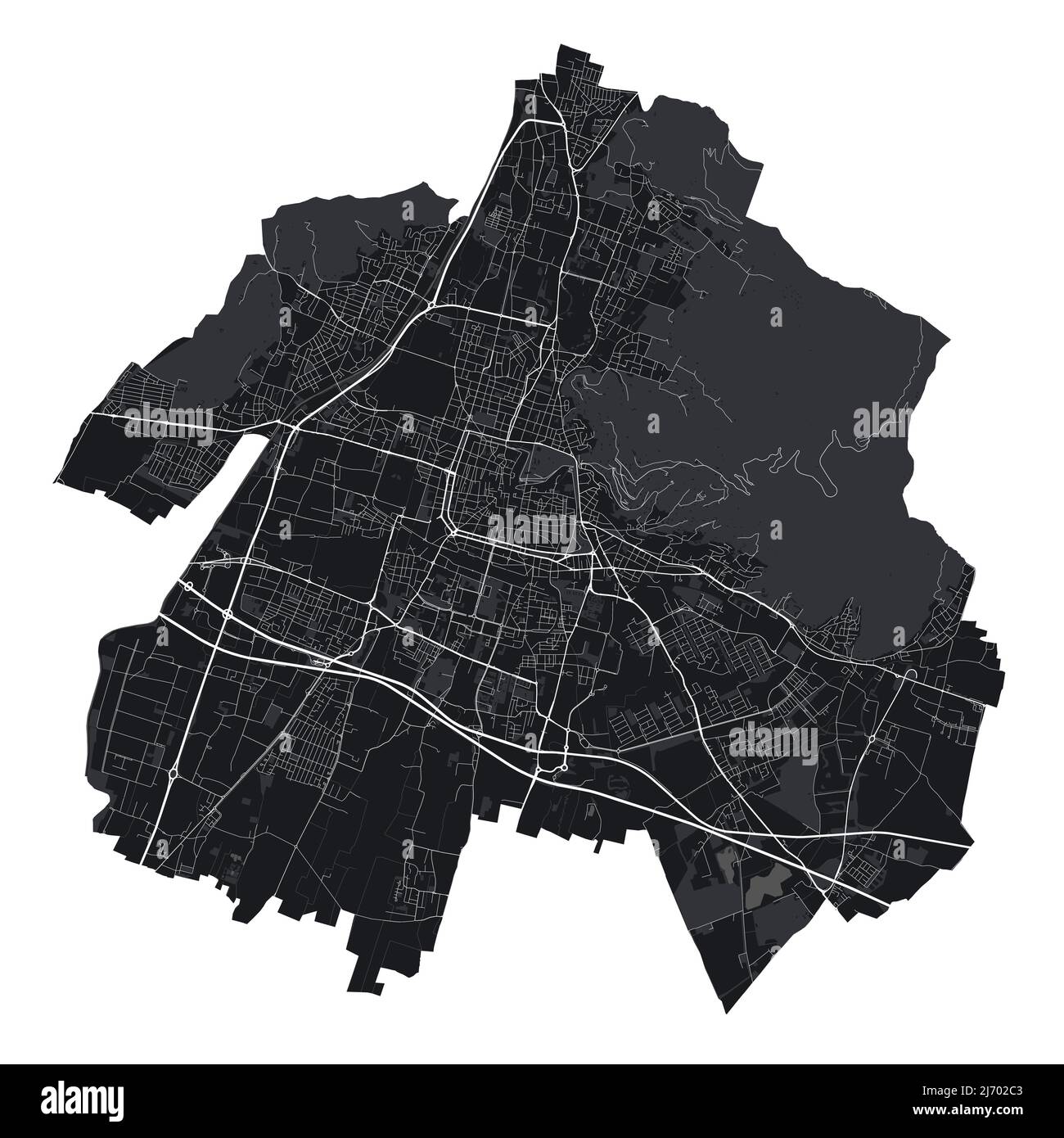 Mappa vettoriale di Brescia. Mappa vettoriale dettagliata dell'area ...