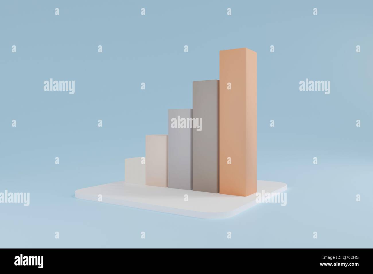 Grafico commerciale o diagramma a barre. Crescita del business e del concetto finanziario. 3d rendering. Foto Stock