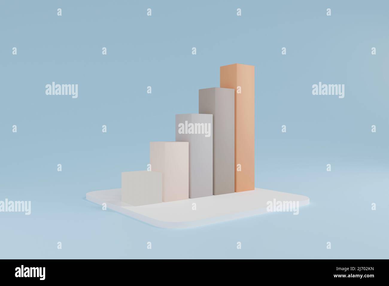 Grafico commerciale o diagramma a barre. Crescita del business e del concetto finanziario. 3d rendering. Foto Stock