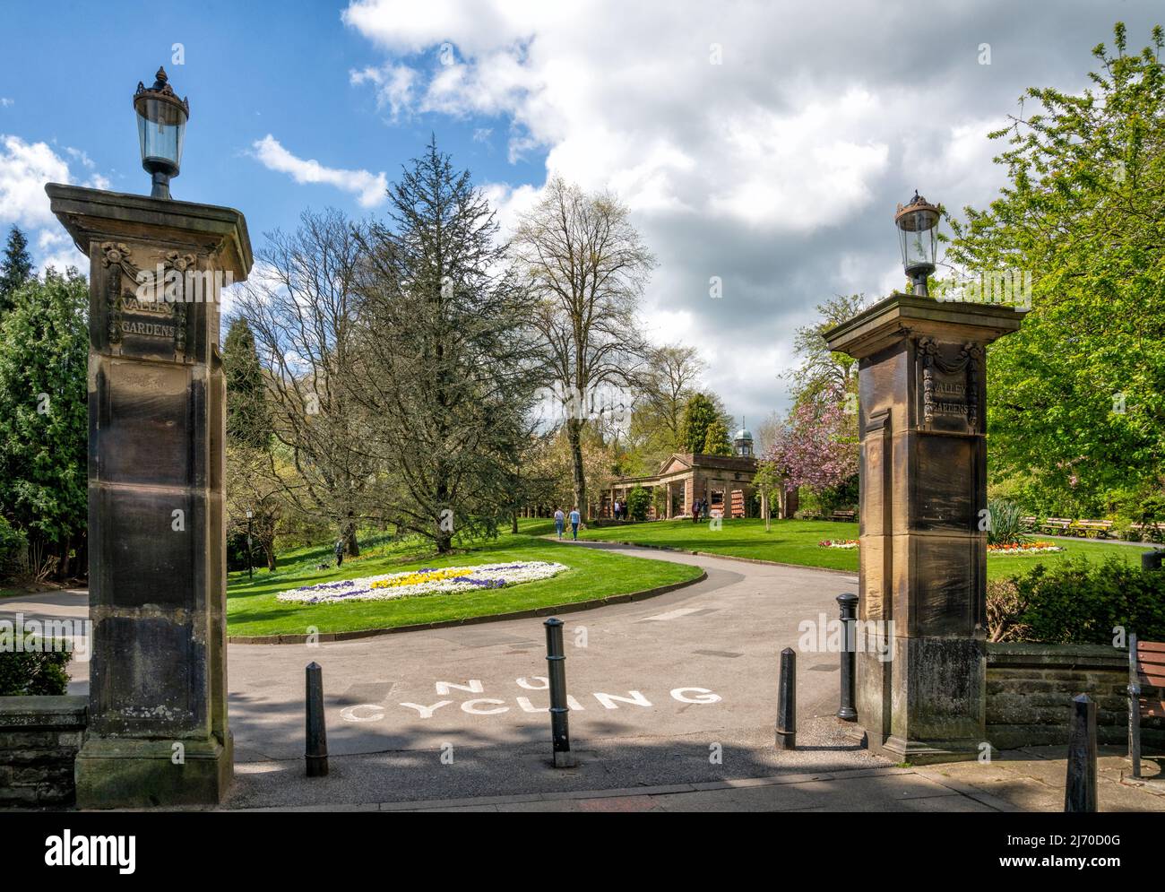 Ingresso ai Valley Gardens di Harrogate, North Yorkshire, Regno Unito Foto Stock