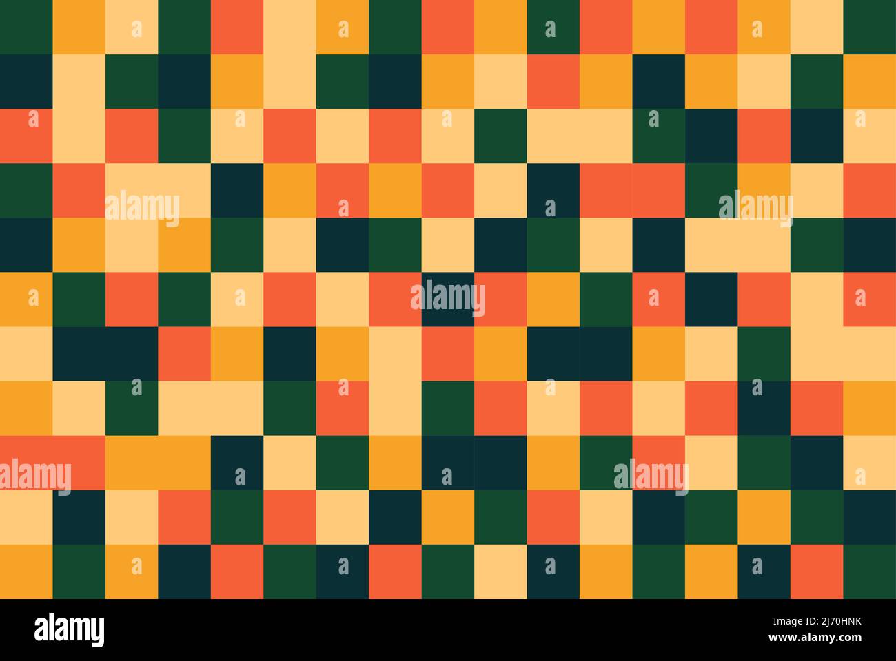 Retro quadrato pixel sfondo colorato, astratto cubo sfondo, verde arancione giallo pixel, colore pastello minimo sfondo quadrato Illustrazione Vettoriale