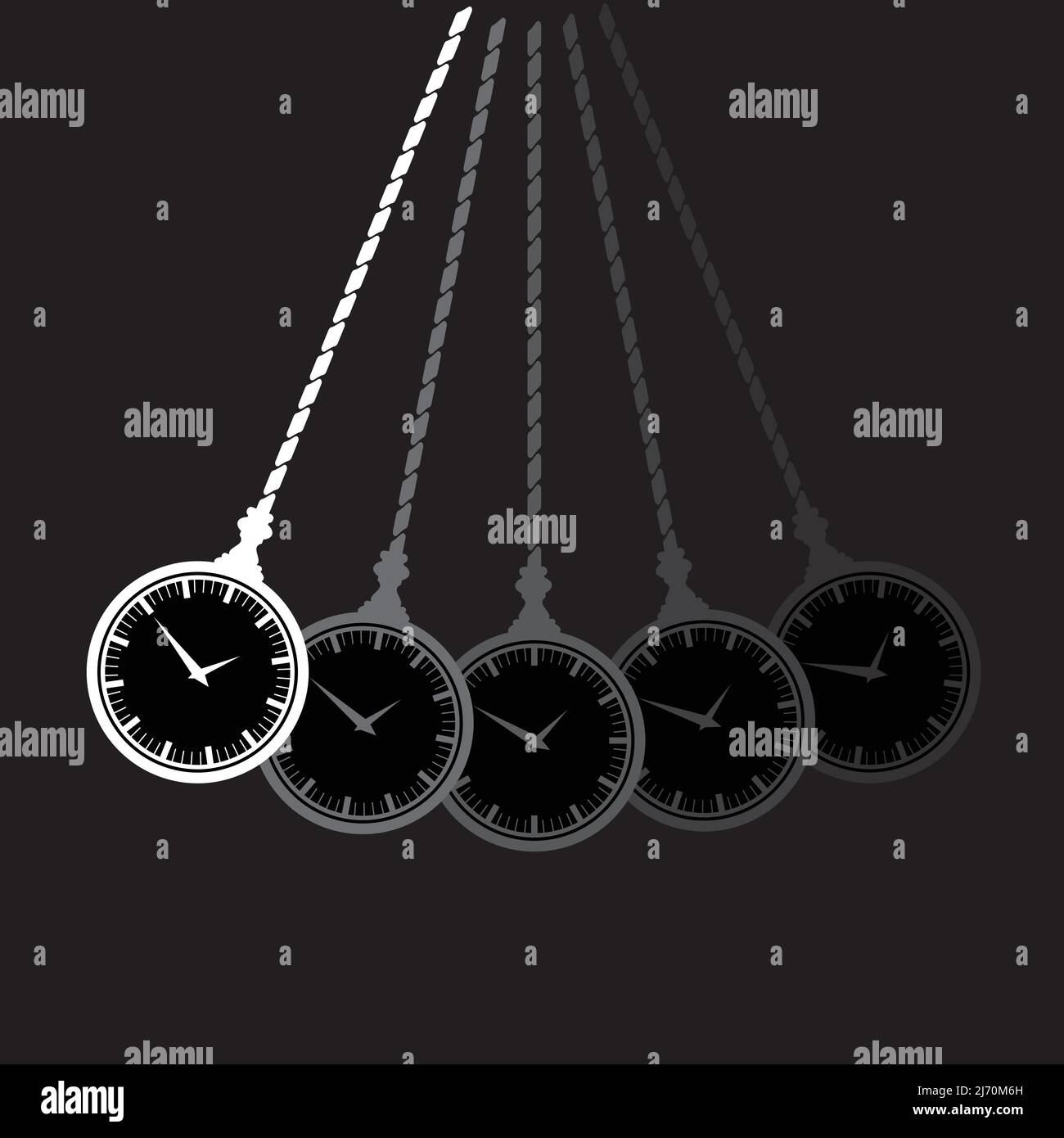 Strumento di ipnosi che oscilla la silhouette dell'orologio Illustrazione Vettoriale