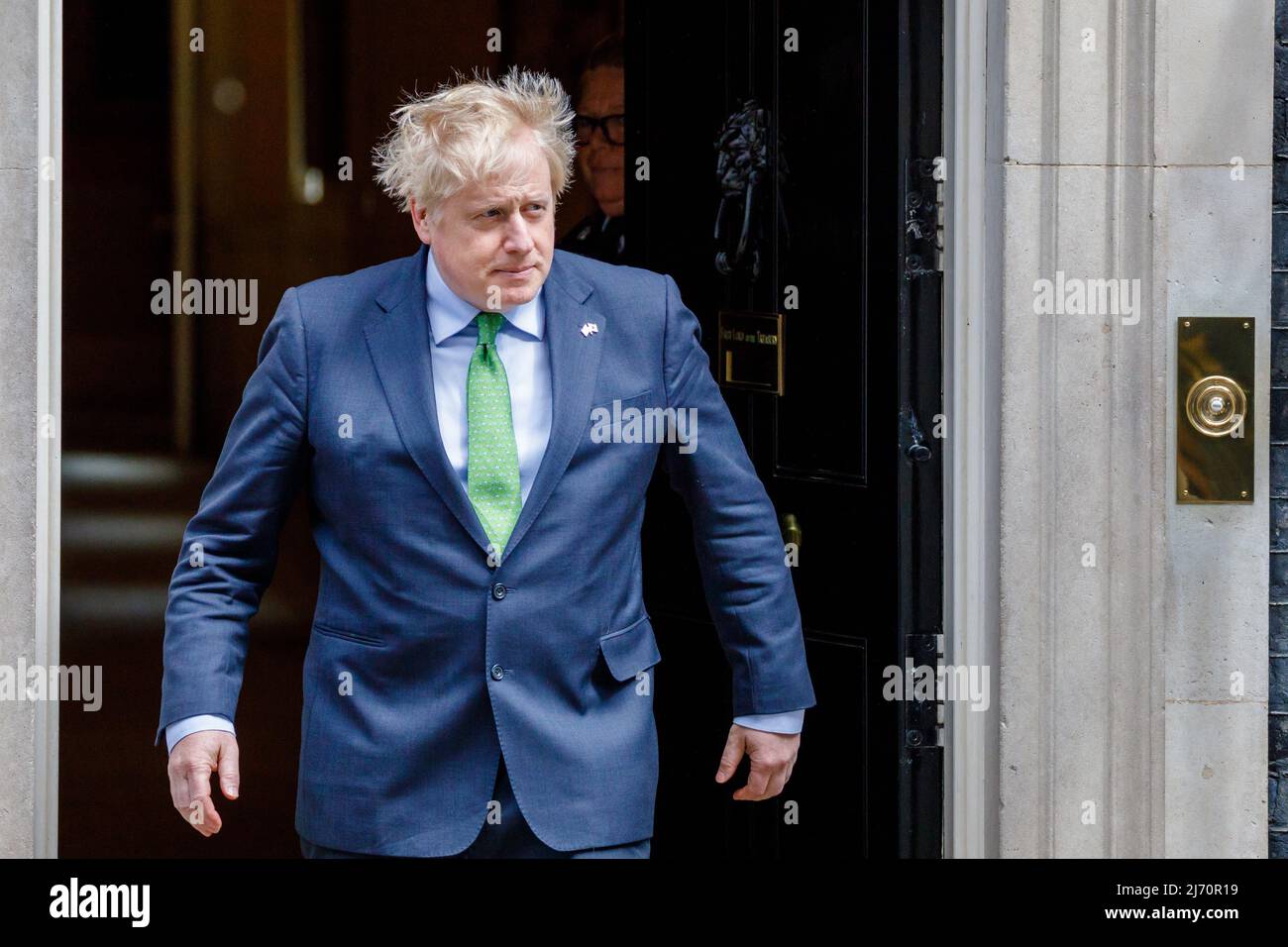 Londra, Regno Unito. 5th maggio 2022, Downing Street, Londra, UK.British prime Minister, Boris Johnson, Accoglie con favore il primo ministro giapponese, Fumio Kishida, a Downing Street, Londra, Regno Unito. Il primo Ministro e il suo omologo giapponese dovrebbero approfondire il rapporto del Regno Unito con il nostro partner asiatico più vicino per la sicurezza, e accelerare rapidamente la collaborazione in difesa, commercio ed energia verde. Amanda Rose/Alamy Live News Foto Stock