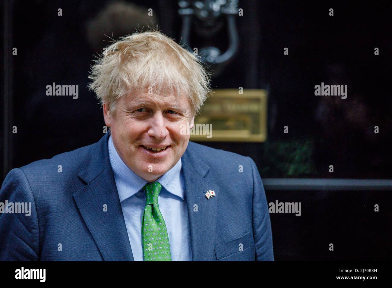 Londra, Regno Unito. 5th maggio 2022, Downing Street, Londra, UK.British prime Minister, Boris Johnson, Accoglie con favore il primo ministro giapponese, Fumio Kishida, a Downing Street, Londra, Regno Unito. Il primo Ministro e il suo omologo giapponese dovrebbero approfondire il rapporto del Regno Unito con il nostro partner asiatico più vicino per la sicurezza, e accelerare rapidamente la collaborazione in difesa, commercio ed energia verde. Amanda Rose/Alamy Live News Foto Stock