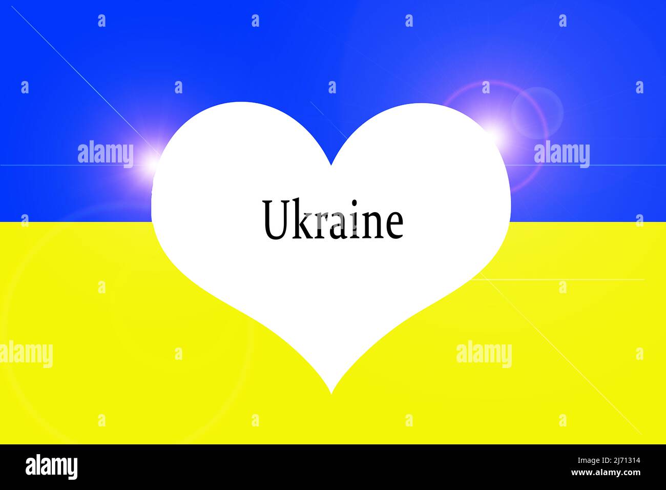 Solidarietà con l'Ucraina Abstract sfondo con cuore dipinto a forma di bandiera. Concetto di patriottica e di convivenza. In piedi con l'Ucraina sfondo. Pregate f Foto Stock