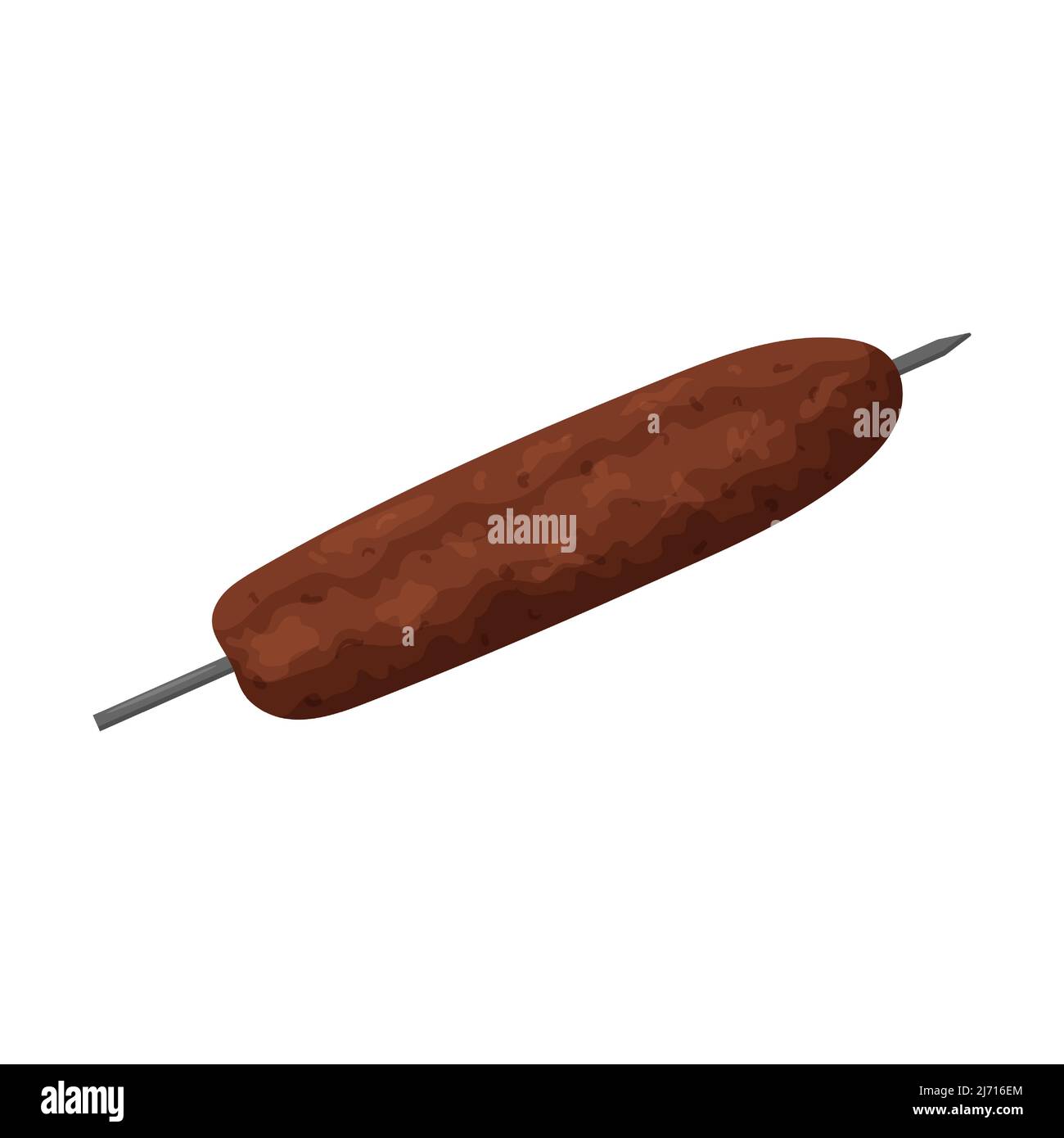 Lula kebab. Carne alla griglia sulle costine. Cucina turca, caucasica. Cibo, piatto di carne. Stile piatto. Illustrazione vettoriale a colori isolata su un backgrou bianco Illustrazione Vettoriale