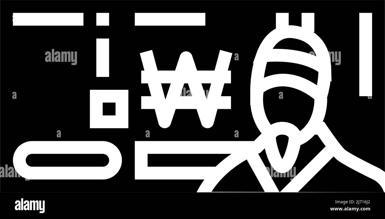 immagine vettoriale icona glifo krw vinta Illustrazione Vettoriale