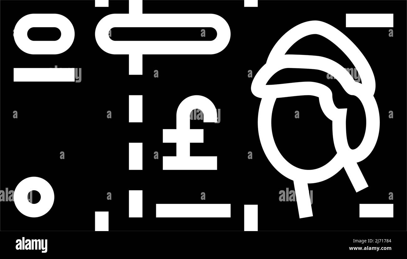 immagine vettoriale dell'icona glyph sterline inglesi Illustrazione Vettoriale