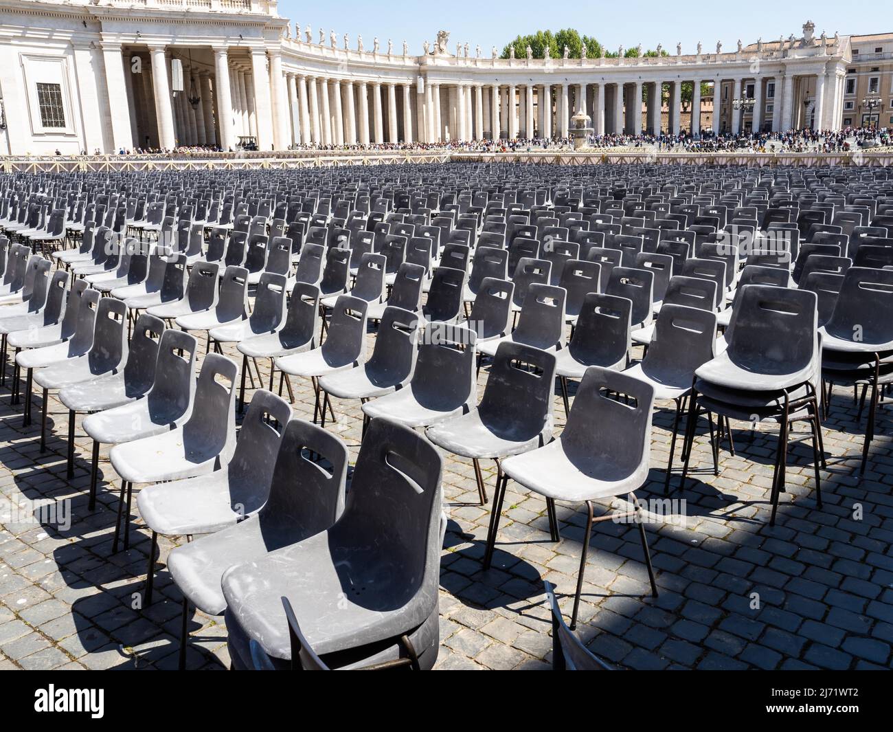 Leere Stuehle, Petersplatz, Vatikan, Rom, Lazio, Italien Foto Stock