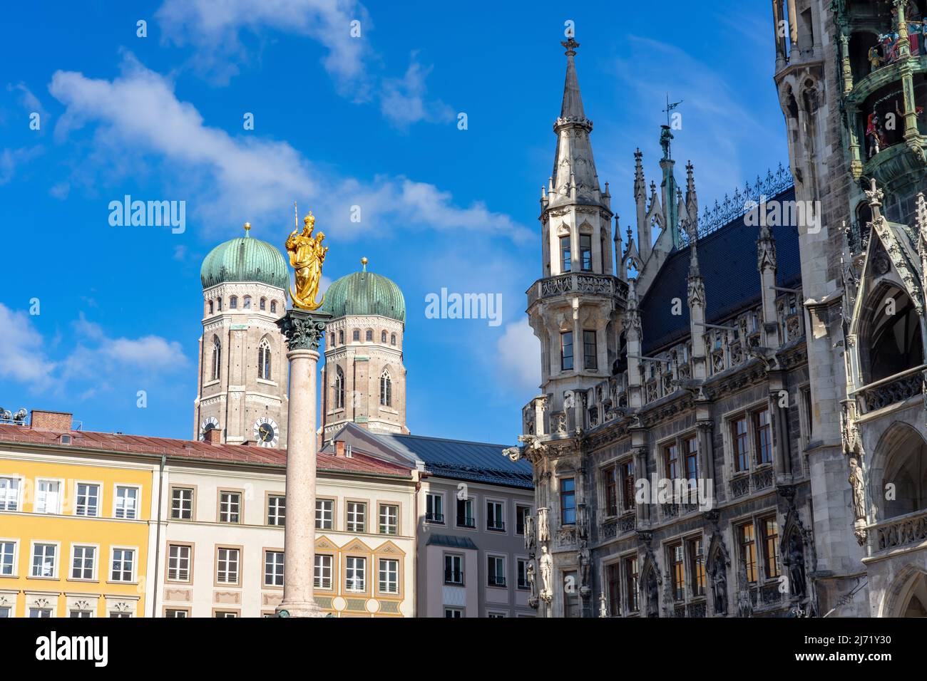 Famoso edificio dettagli di Marienplatz Germania. Foto Stock