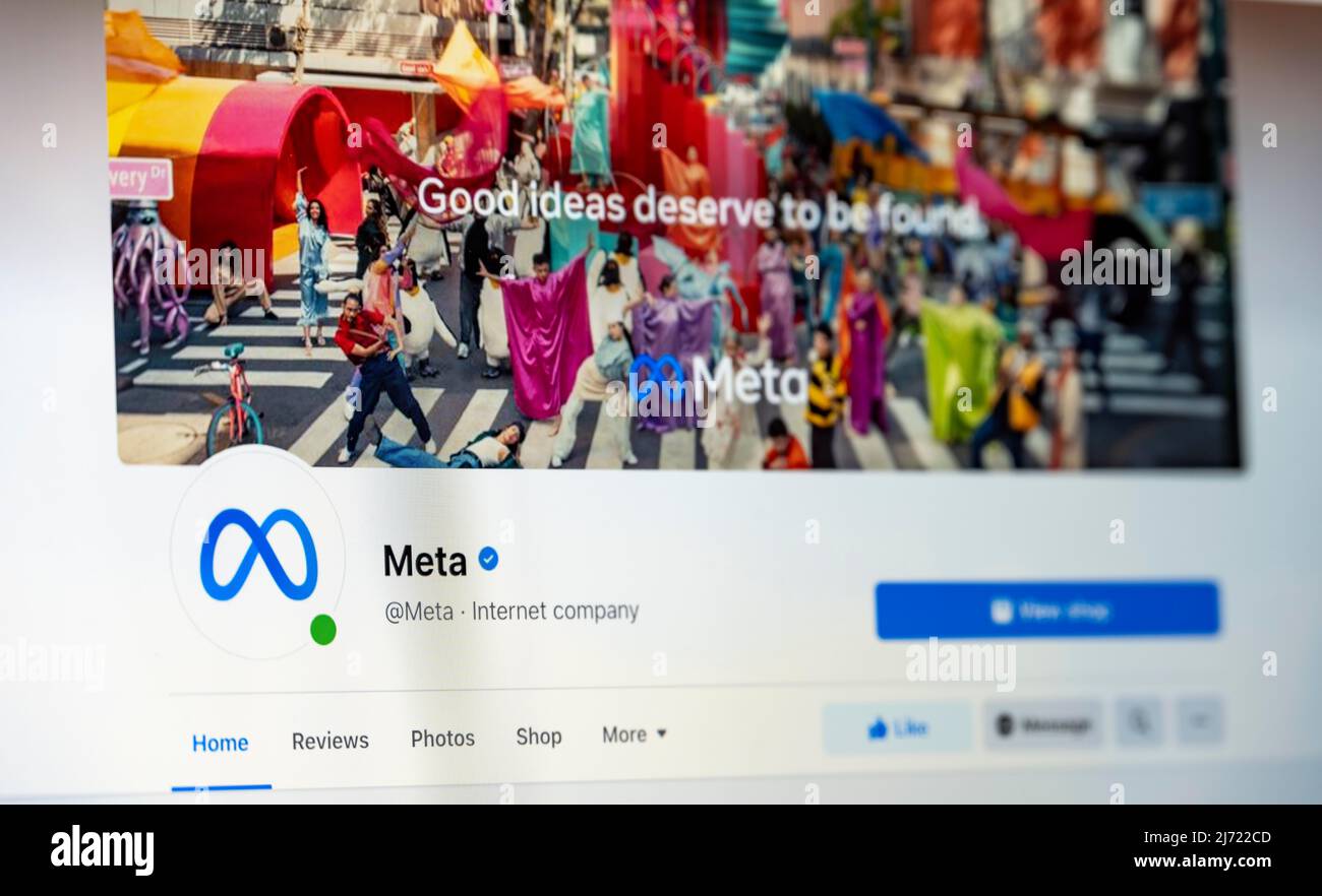 Facebook Seite des Unternehmens Meta, Facebook, Soziales Netzwerk, Internet, Internetseite, Bildschirmfoto, dettaglio, Germania Foto Stock