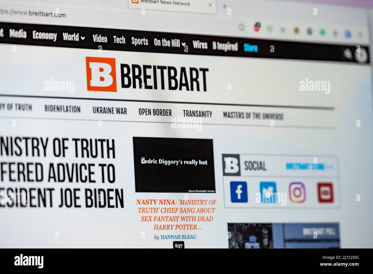 Webseite der amerikanischen Nachrichtenseite Breitbart, rechtspopulistisch, Falschmeldungen, Verschwoerungstheorien, Internet, Internetseite Foto Stock