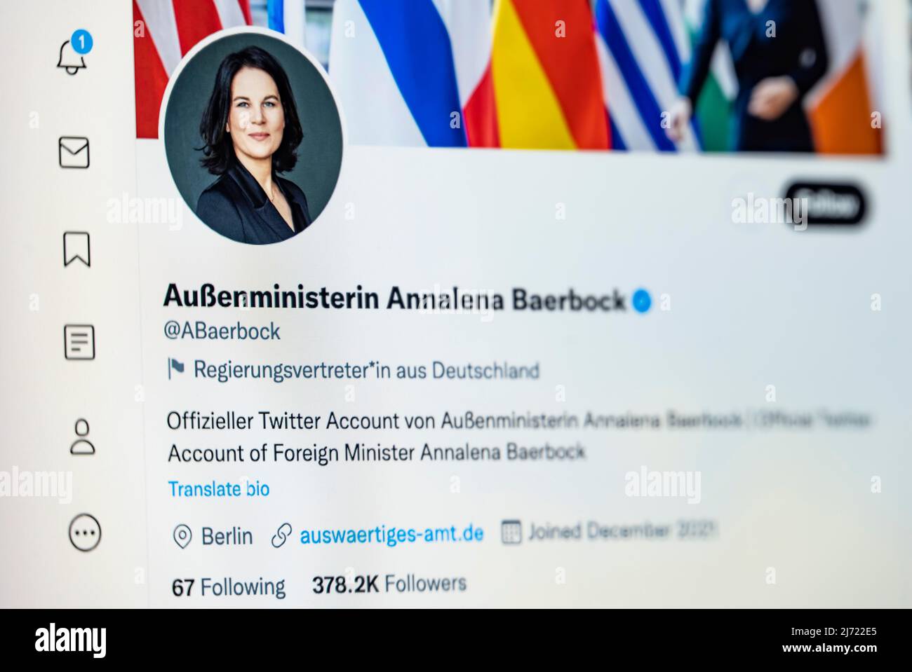 Twitter Seite der deutschen Aussenministerin Annalena Baerbock, Twitter, Soziales Netzwerk, Internet, Bildschirmfoto, Dettaglio, Germania Foto Stock