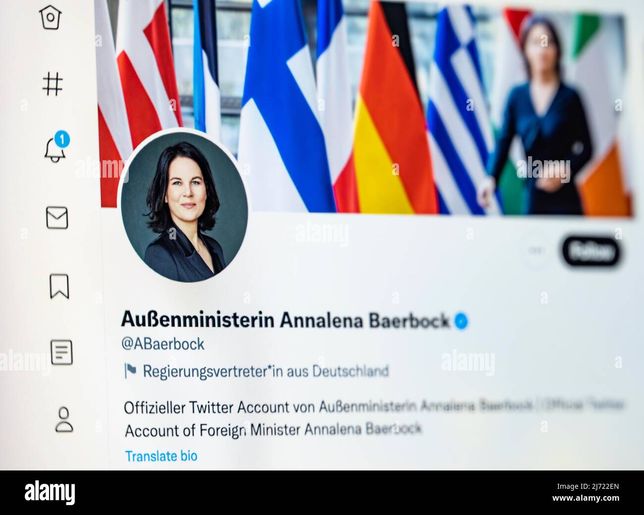 Twitter Seite der deutschen Aussenministerin Annalena Baerbock, Twitter, Soziales Netzwerk, Internet, Bildschirmfoto, Dettaglio, Germania Foto Stock