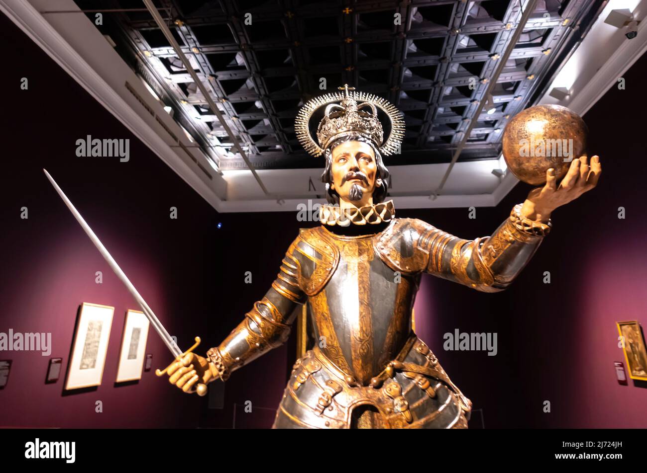 Scultura di Re Ferdinando III di Castiglia - 1671 - di Pedro Roldán, scultore barocco. Museo delle Belle Arti di Siviglia, Andalusia, Spagna Foto Stock