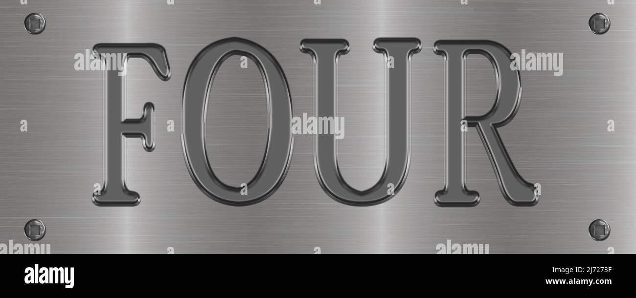 Piastra in alluminio montata con bulloni etichettati 'QUATTRO' Foto Stock