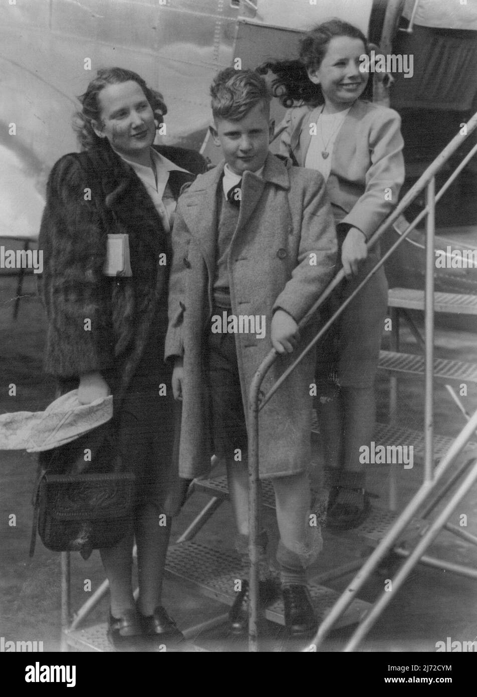 Hepzibah Menuhin con suo figlio Kronord (8) e Dany Sachs di 12 anni. Settembre 01, 1948. Foto Stock