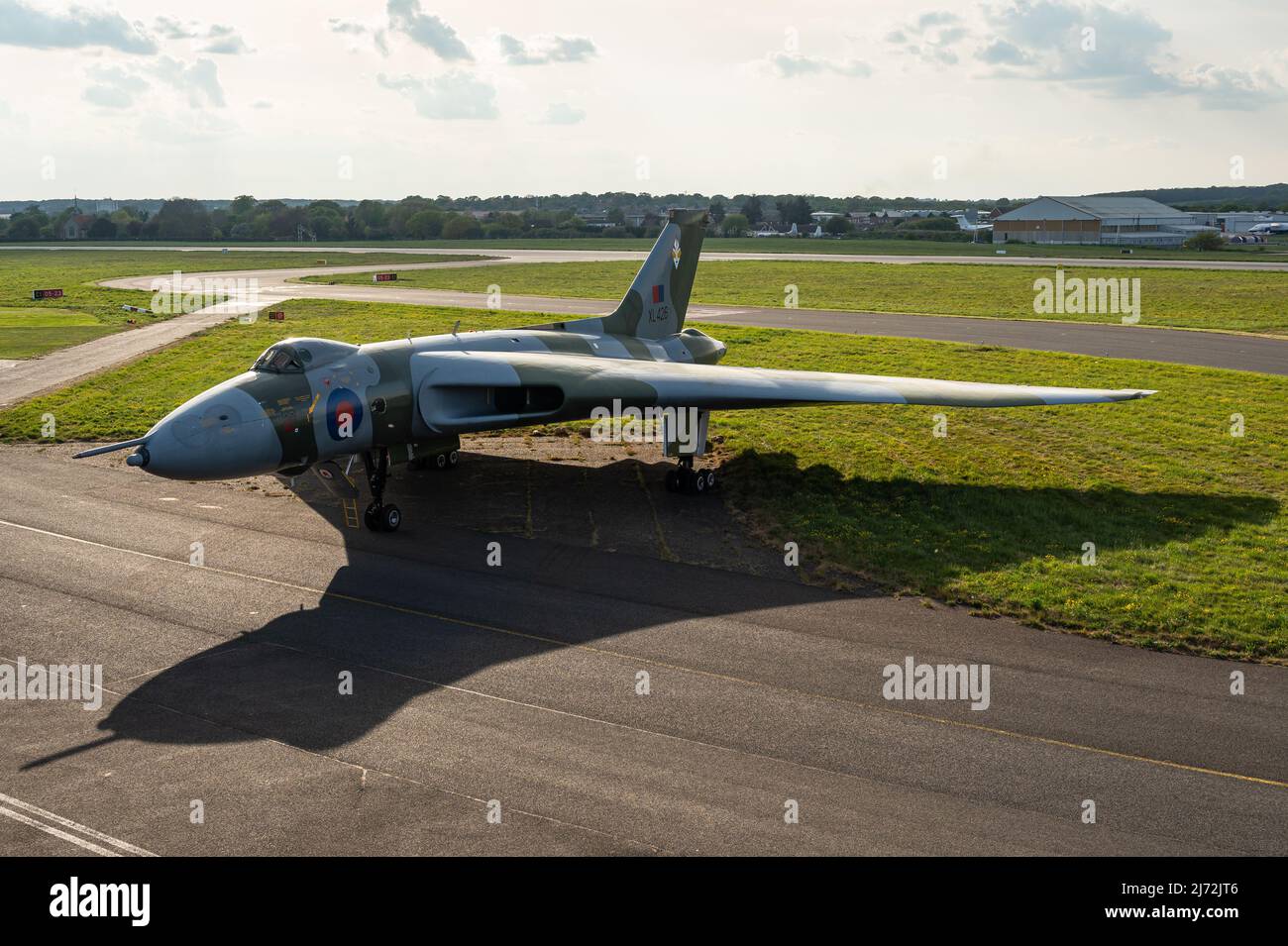 L'iconico bombardiere strategico Avro Vulcan della Royal Air Force. Foto Stock