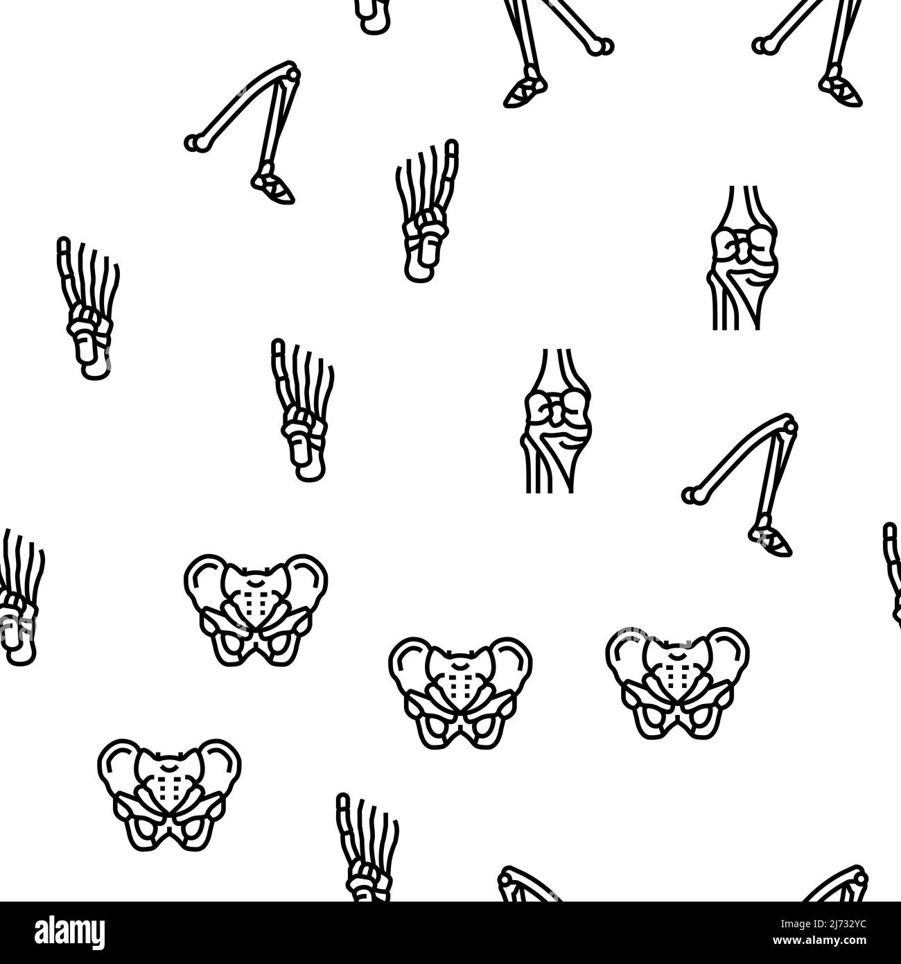 Bone Human Skeleton Structure Vector Seamless Pattern Illustrazione Vettoriale