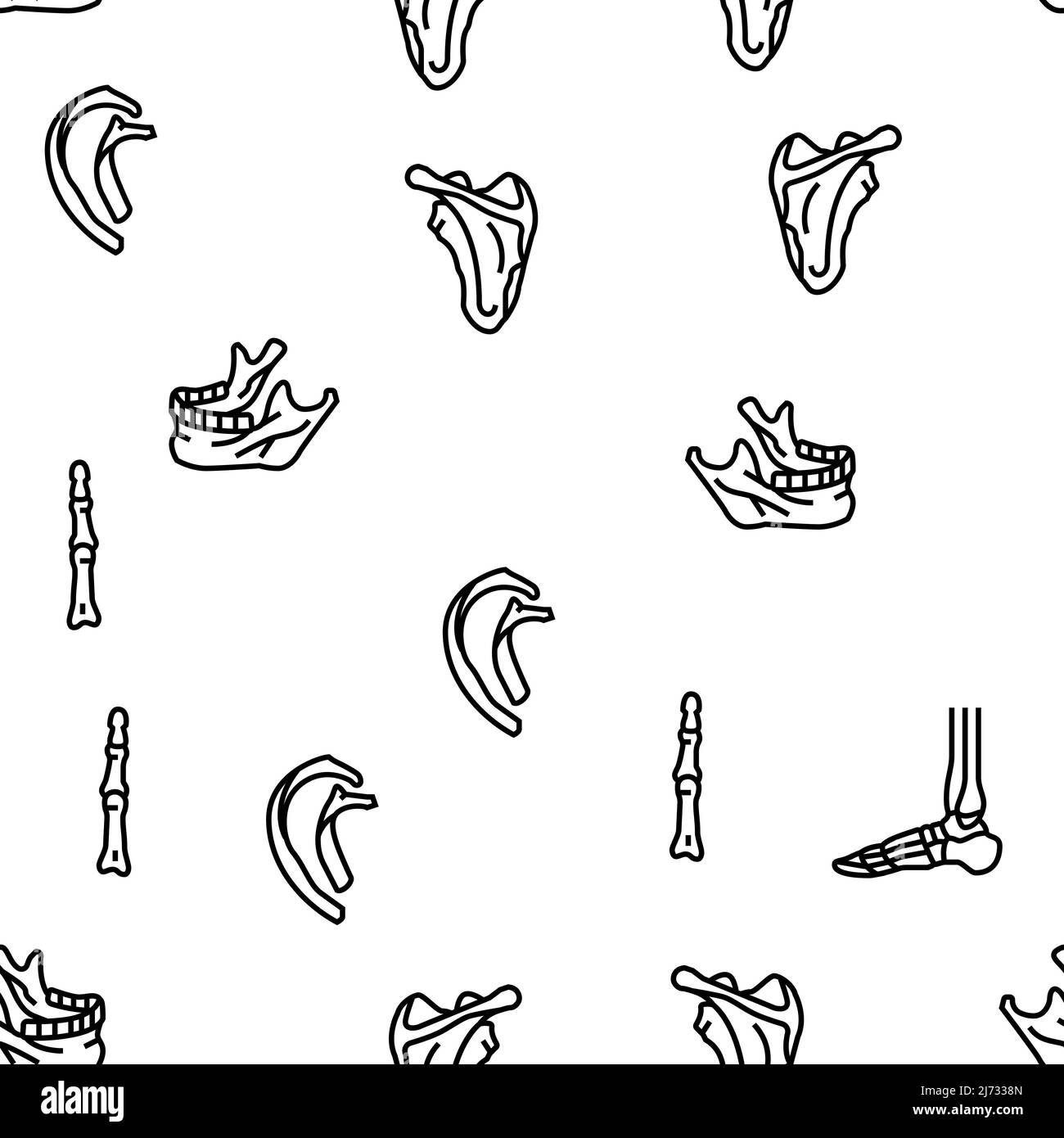 Bone Human Skeleton Structure Vector Seamless Pattern Illustrazione Vettoriale