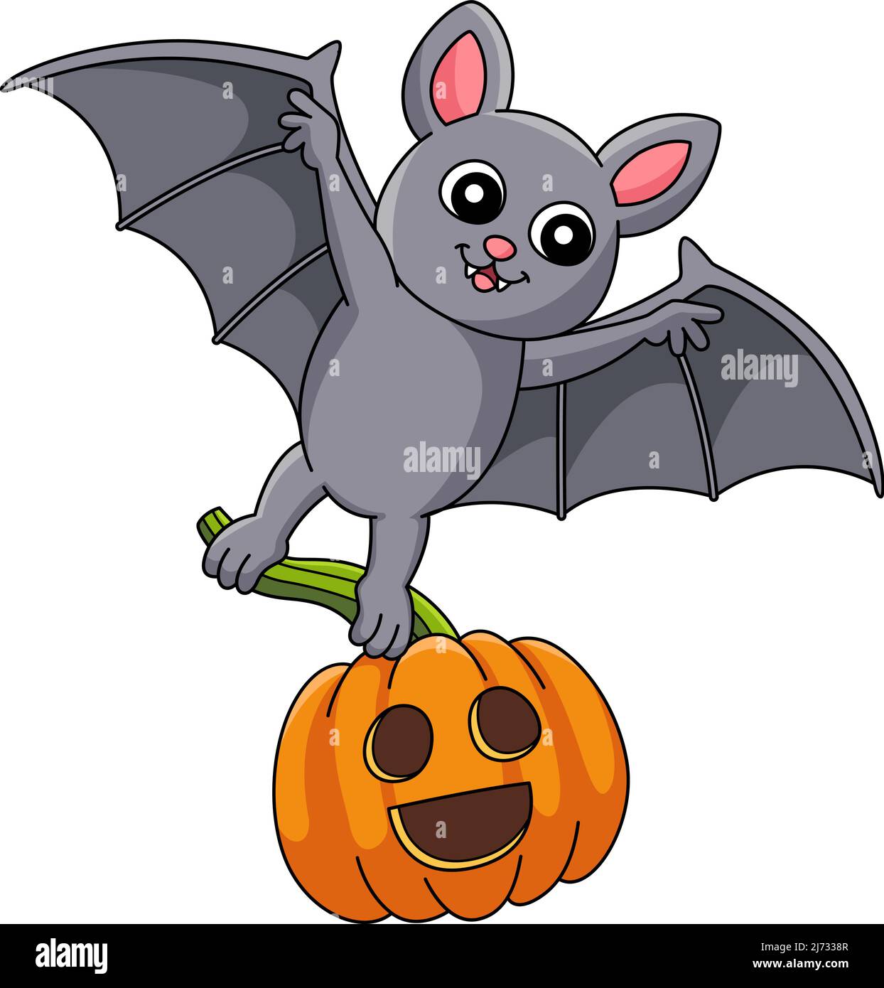 Flying Bat Halloween Cartoon Coloured Clipart Illustrazione Vettoriale