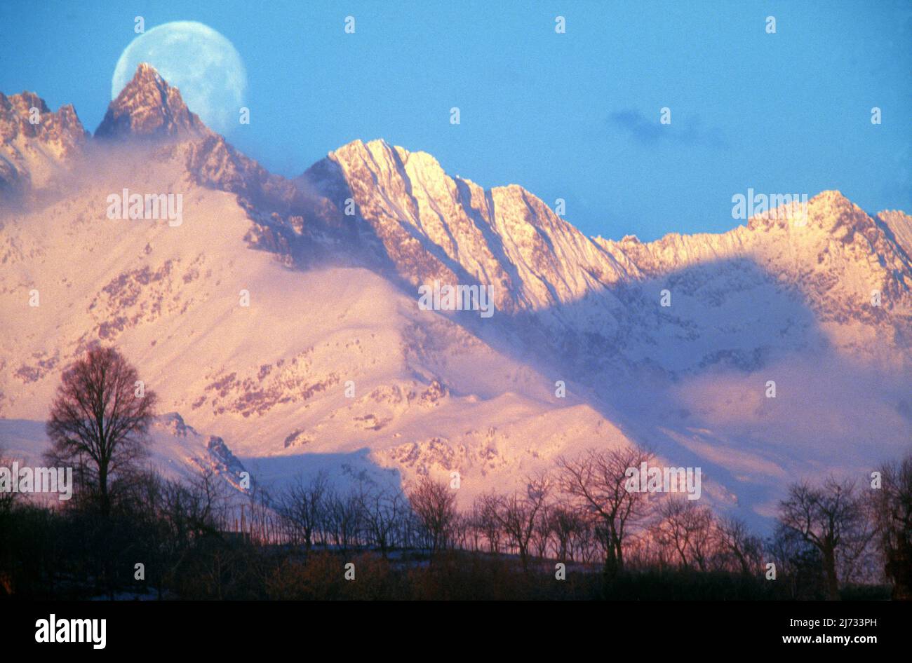 Tramonto sul Monviso. Foto Stock