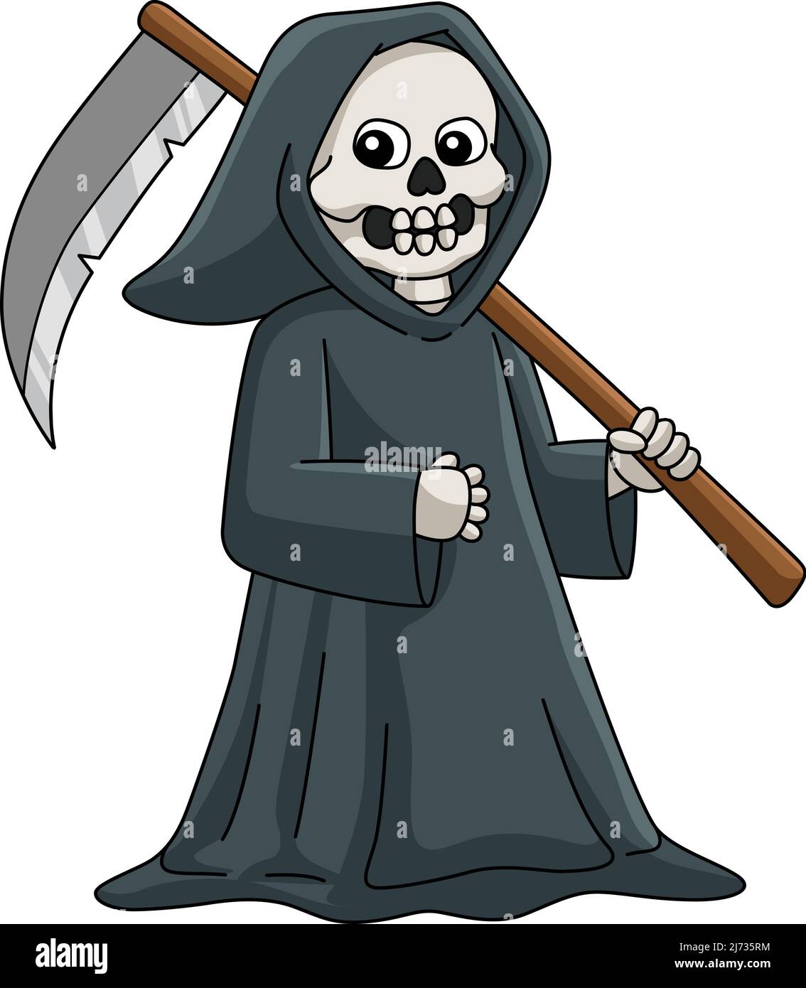 Grim Reaper Halloween Cartoon Coloured Clipart Illustrazione Vettoriale