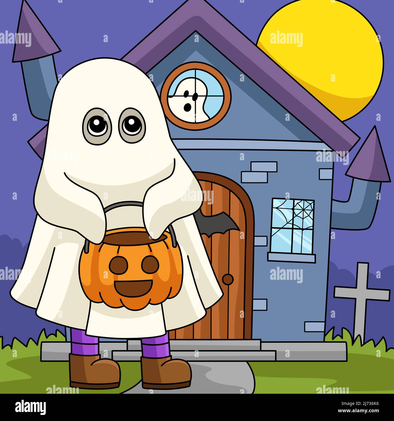 Ghost Trick o trattare Halloween Illustrazione Illustrazione Vettoriale