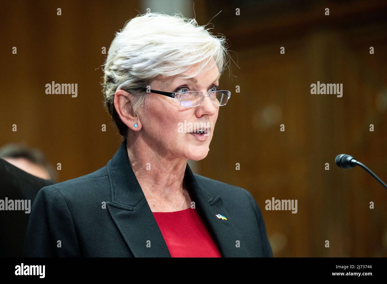 Il segretario americano dell'energia Jennifer Granholm parla ad un'audizione del Comitato per l'energia e le risorse naturali del Senato. Foto Stock