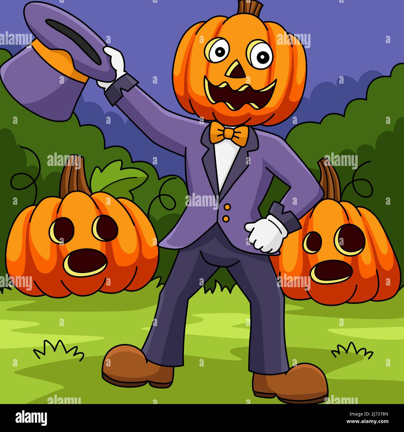 Zucca testa uomo Halloween colorato Illustrazione Illustrazione Vettoriale