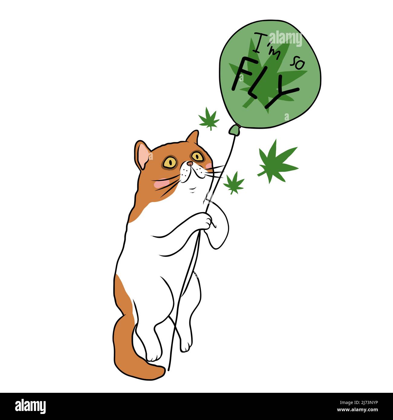 Gatto che vola con marijuana fumetto illustrazione vettore Illustrazione Vettoriale