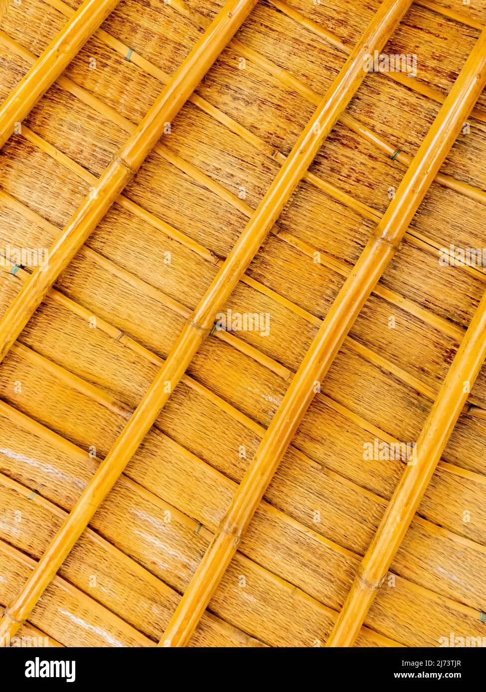 Un'immagine astratta del tetto di Thach realizzato con materiale naturale come il fieno e il bambù Foto Stock