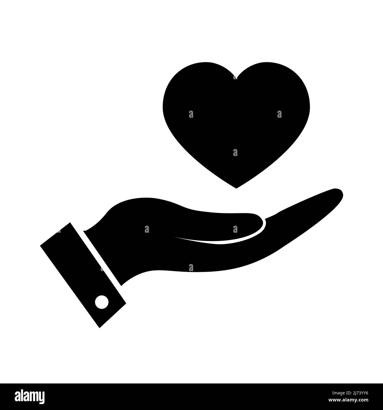 Simbolo del cuore nelle mani in stile piatto. Icona Care (cura) Illustrazione Vettoriale