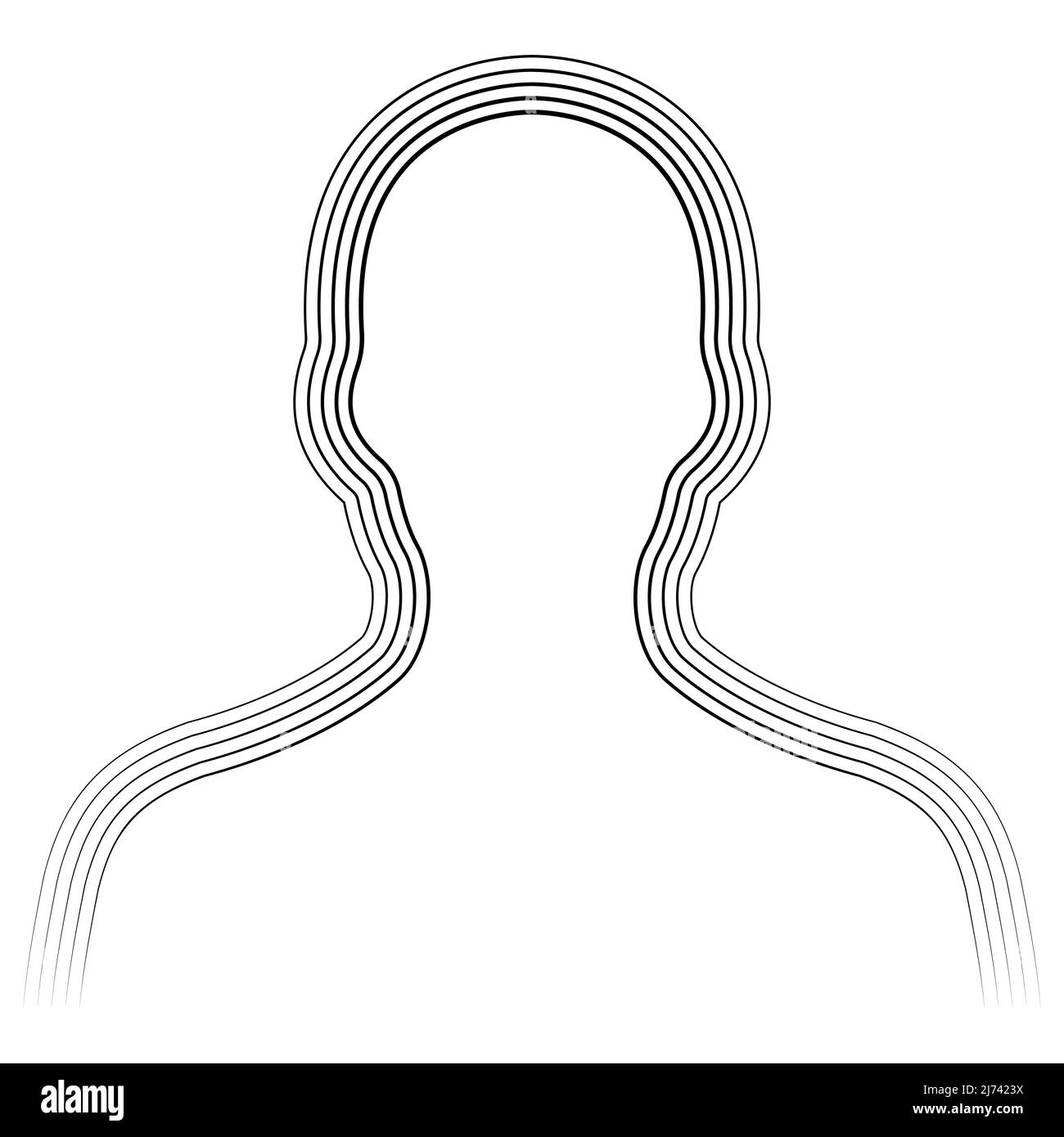 Avatar uomo di silhouette busto, linee parallele forma busto, umano chakra aura radiazione di energia Illustrazione Vettoriale
