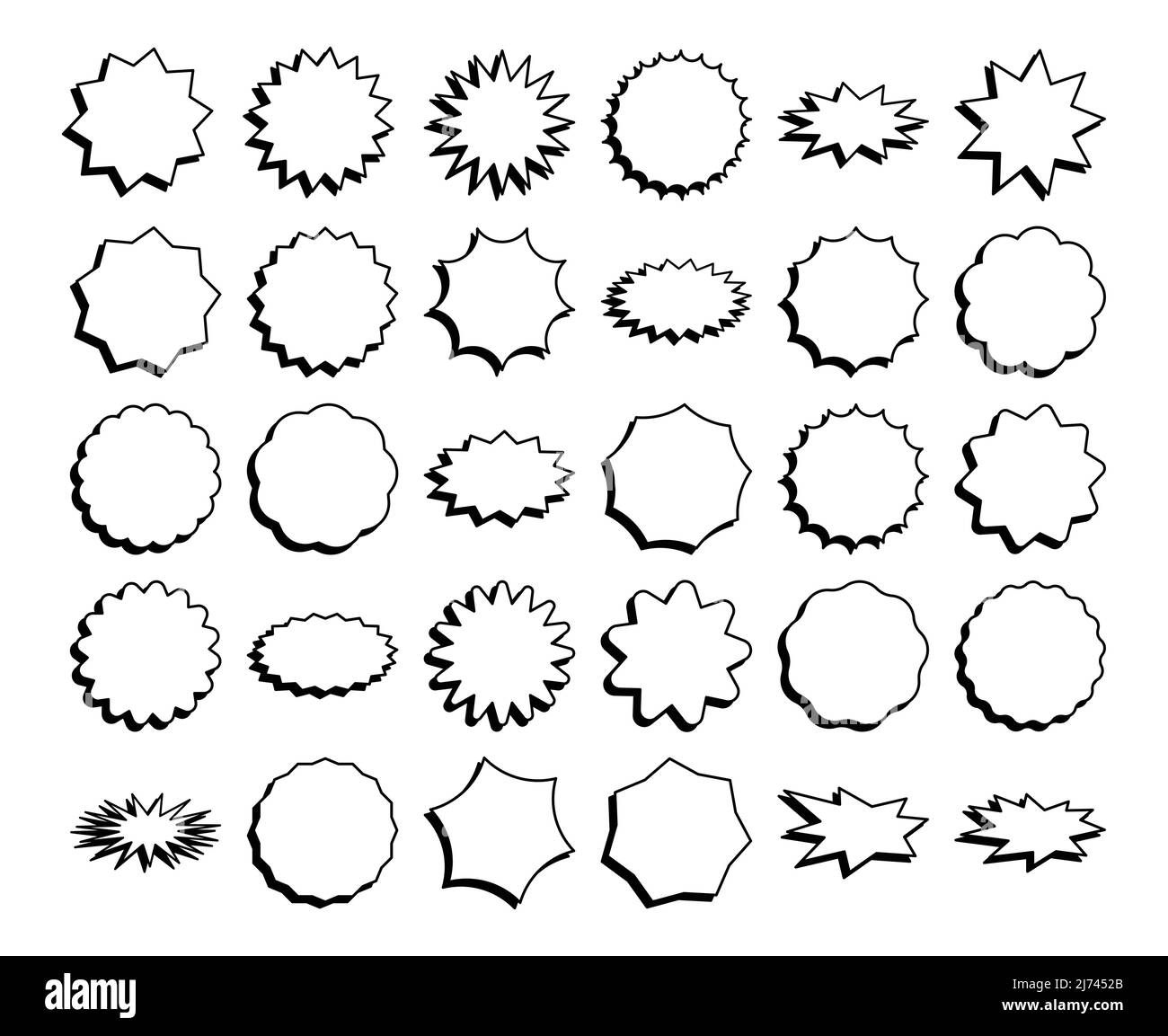 Vendita tag con spazio per il testo. Set di etichette di vendita a forma di stella. Illustrazione Vettoriale
