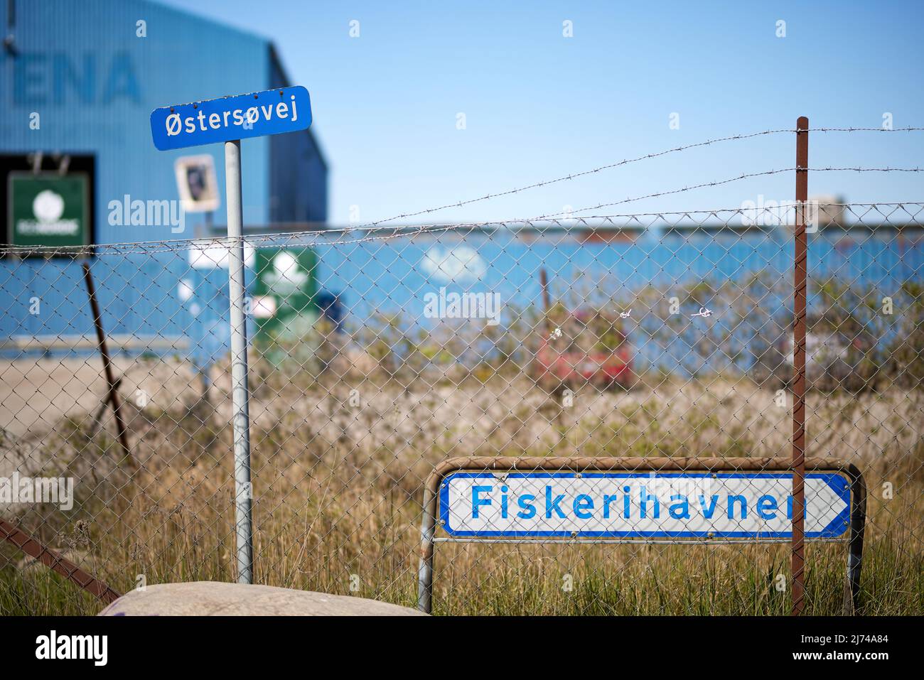 « Østersøvej », « Fiskerihavnen », indicazioni, Nordhavn, Copenaghen, Danimarca Foto Stock