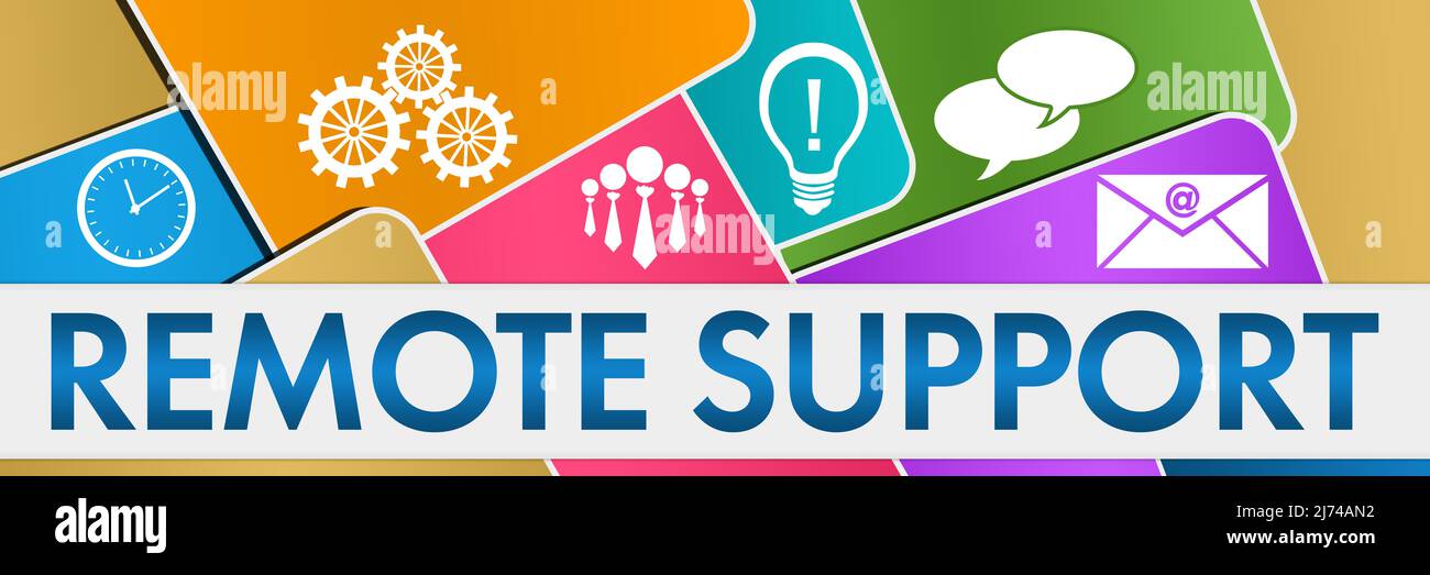 Supporto remoto simboli di trama colorati quadrati arrotondati Foto Stock