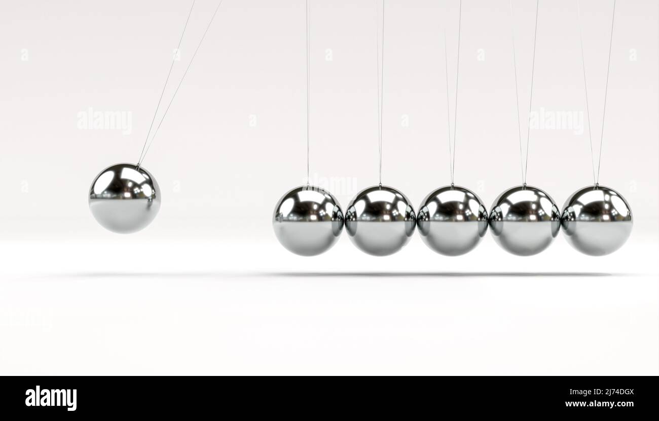pendolo newton su sfondo bianco. 3d rendering. Foto Stock